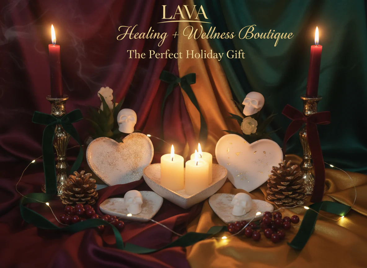 Candles in  heart-shaped holder.